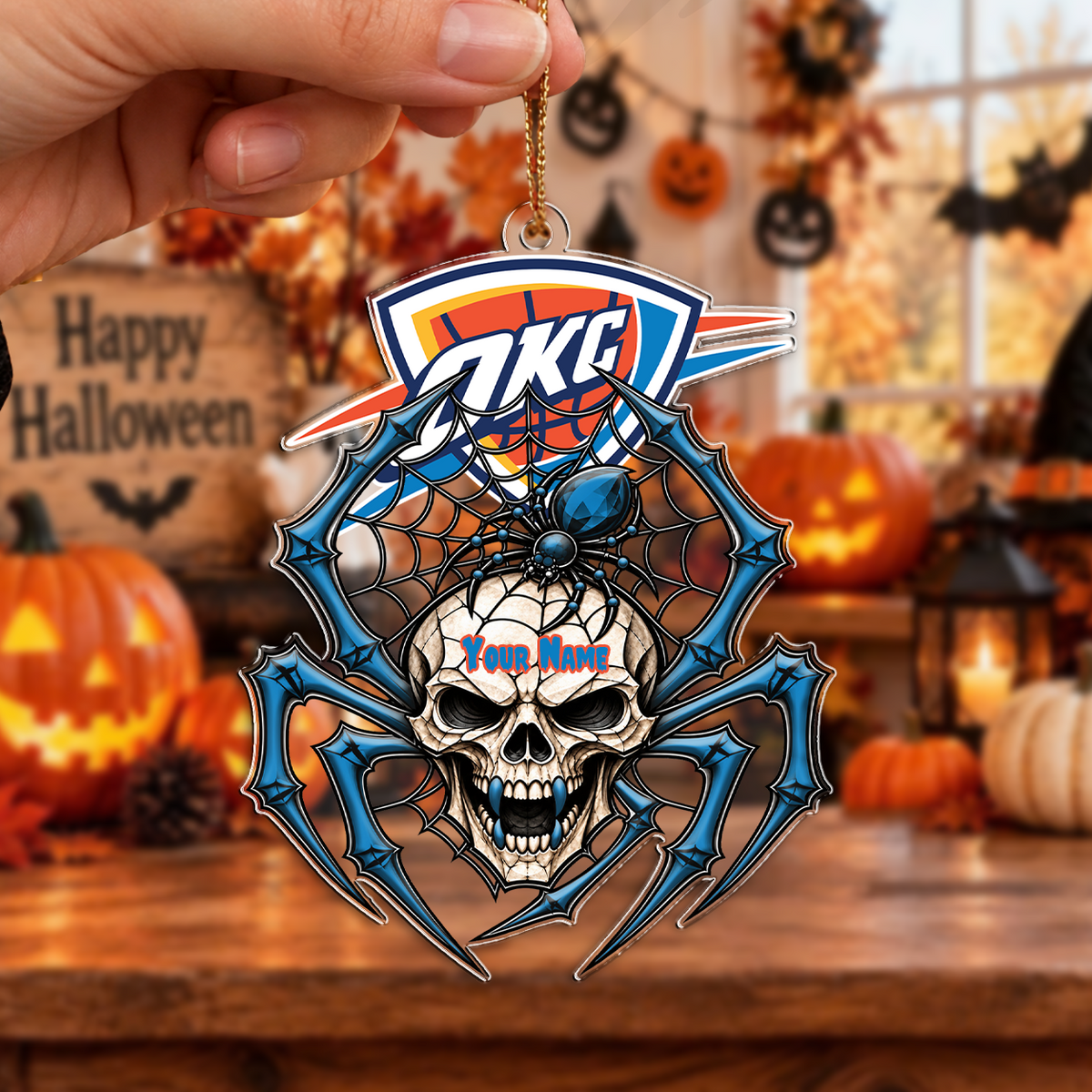 SPECIAL EDITION - NEW CUSTOMIZED NBA01 OCT OKLAHOMA CITY THUNDER HALLOWEEN ACRYLIC ORNAMENT
