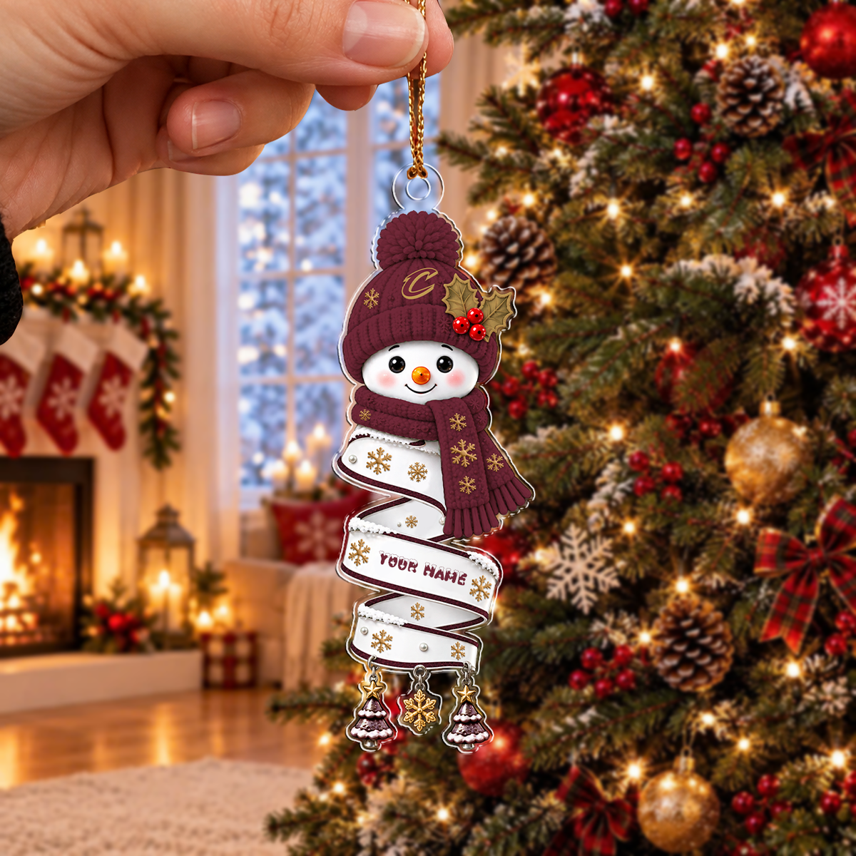 VIRAL EDITION - NEW CUSTOMIZED NBA02 CCA CLEVELAND CAVALIERS CHRISTMAS ACRYLIC ORNAMENT