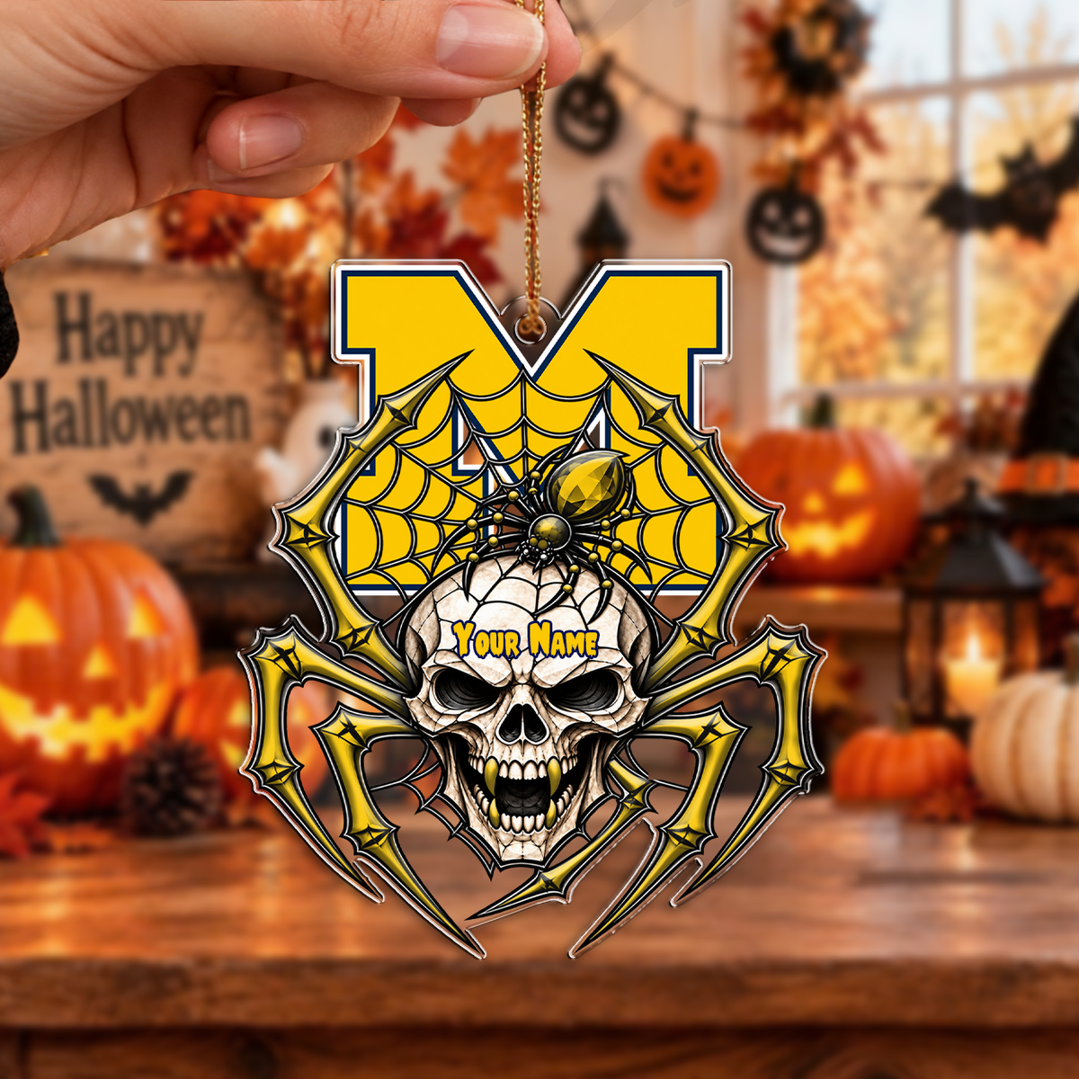 HOT DEAL - NEW CUSTOMIZED NCAA MAM02 MIW MICHIGAN WOLVERINES HALLOWEEN ACRYLIC ORNAMENT