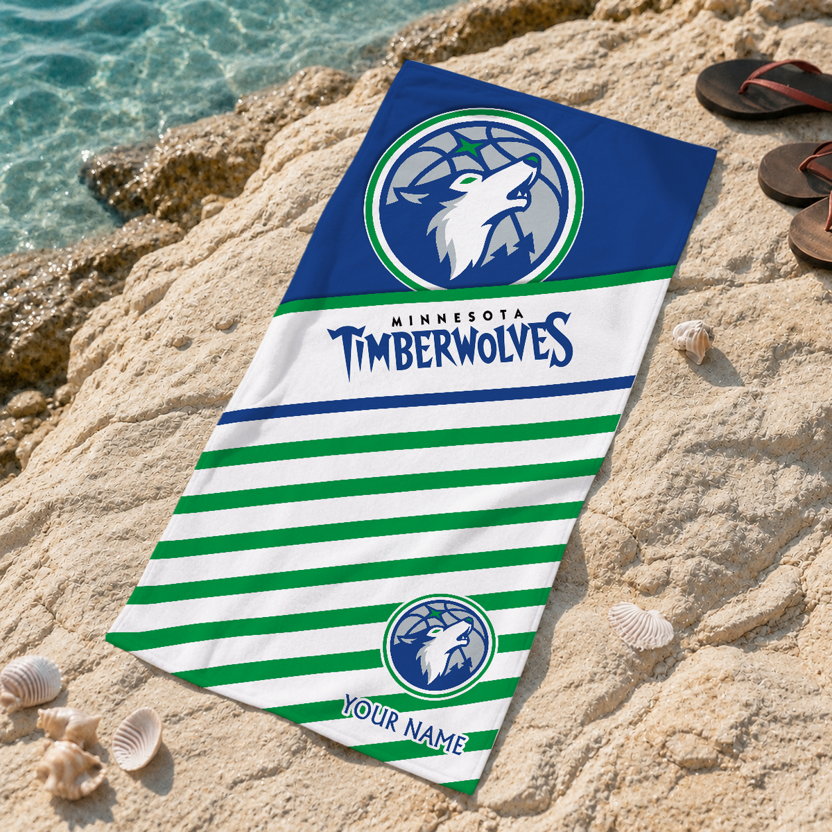 ELITE EDITION - NEW CUSTOMIZED MTW MINNESOTA TIMBERWOLVES BEACH TOWEL FOR FAN - NBA05