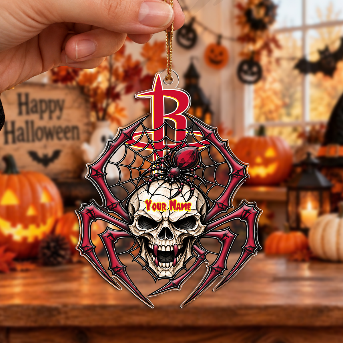 SPECIAL EDITION - NEW CUSTOMIZED NBA07 HRO HOUSTON ROCKETS HALLOWEEN ACRYLIC ORNAMENT