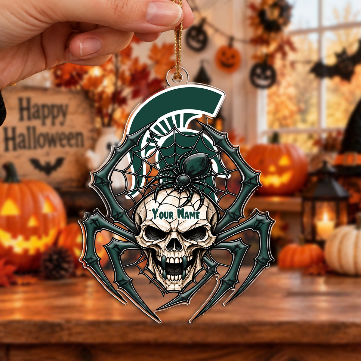 HOT DEAL - NEW CUSTOMIZED NCAA MAM07 MSS MICHIGAN STATE SPARTANS HALLOWEEN ACRYLIC ORNAMENT