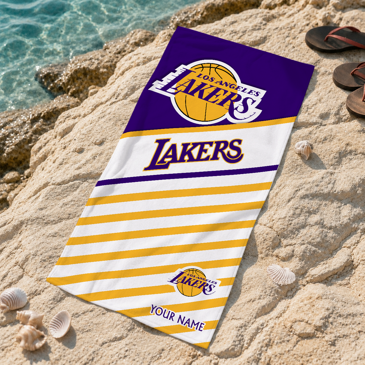 ELITE EDITION - NEW CUSTOMIZED NBA09 LLA LOS ANGELES LAKERS BEACH TOWEL FOR FAN