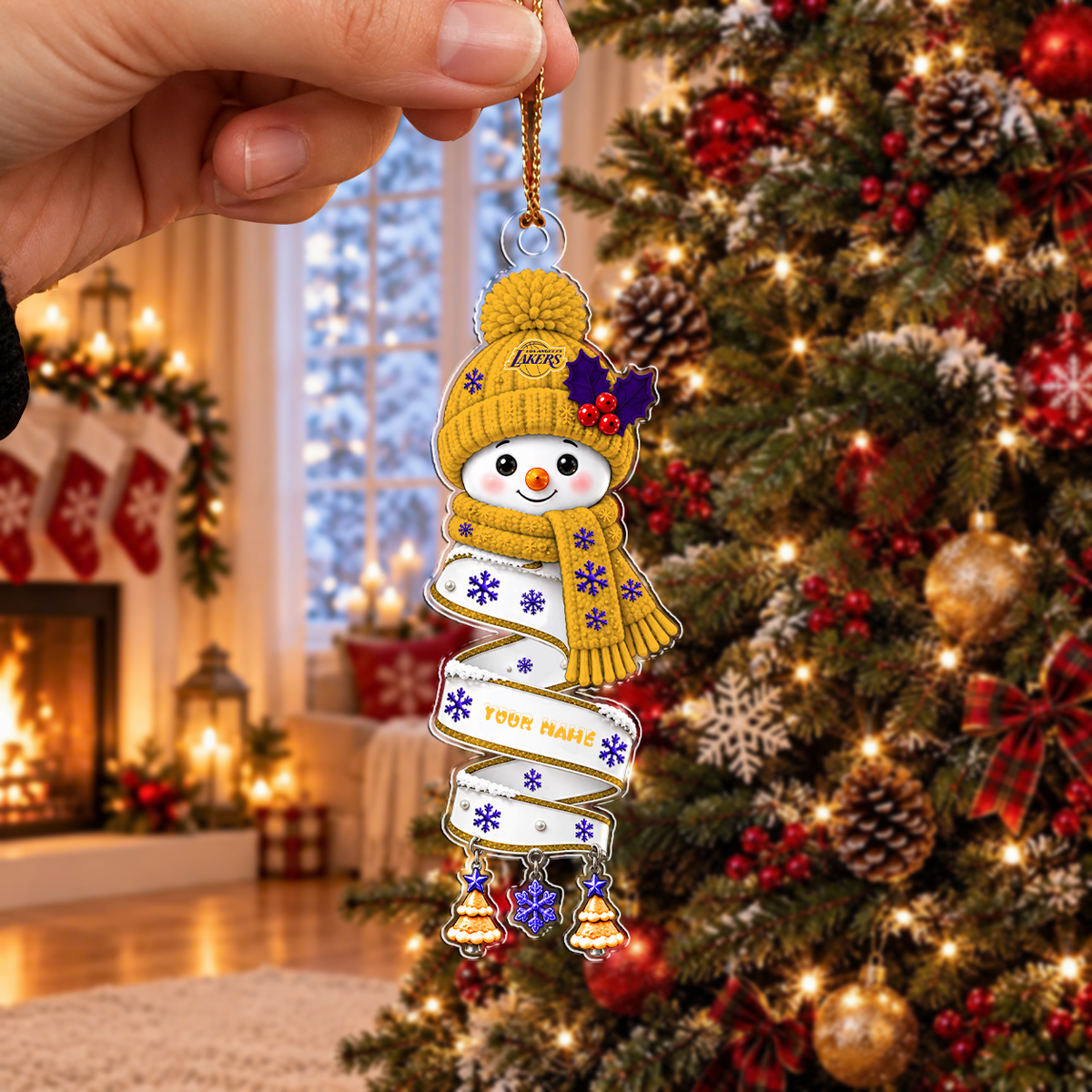 VIRAL EDITION - NEW CUSTOMIZED NBA09 LLA LOS ANGELES LAKERS CHRISTMAS ACRYLIC ORNAMENT