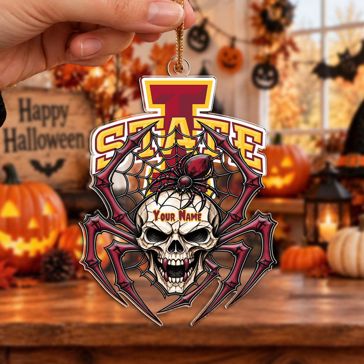 HOT DEAL - NEW CUSTOMIZED NCAA MAM10 ISC IOWA STATE CYCLONES HALLOWEEN ACRYLIC ORNAMENT