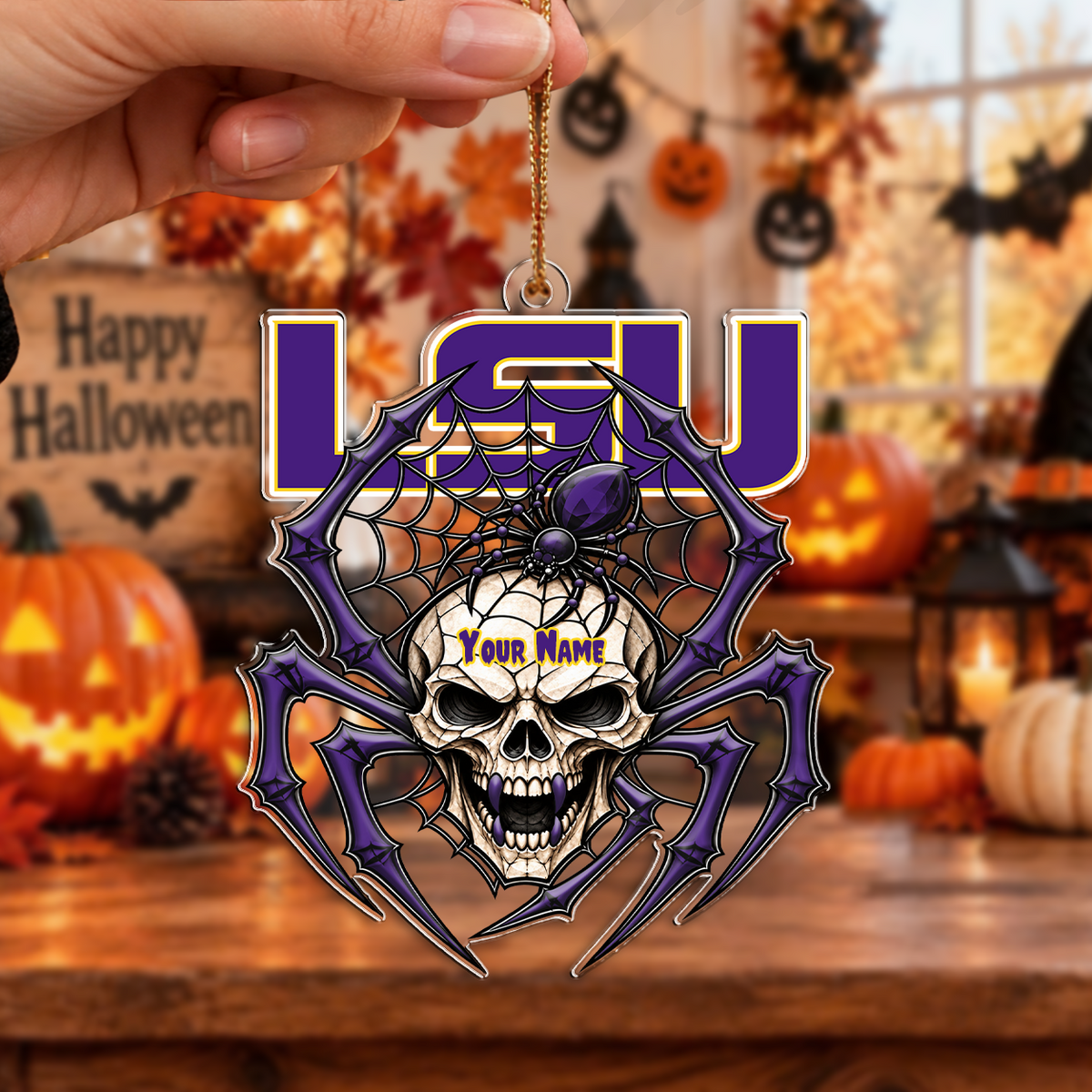 HOT DEAL - NEW CUSTOMIZED NCAA MAM13 LST LSU TIGERS HALLOWEEN ACRYLIC ORNAMENT