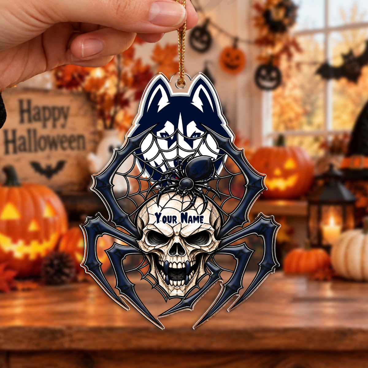 HOT DEAL - NEW CUSTOMIZED NCAA MAM21 UCH UCONN HUSKIES HALLOWEEN ACRYLIC ORNAMENT
