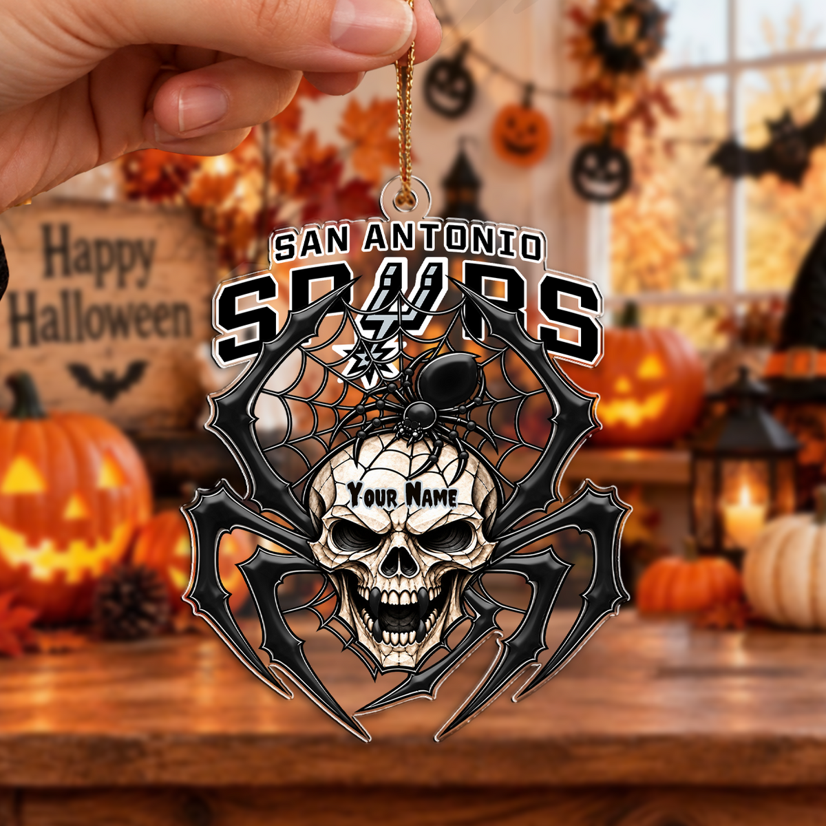 SPECIAL EDITION - NEW CUSTOMIZED NBA23 SAS SAN ANTONIO SPURS HALLOWEEN ACRYLIC ORNAMENT