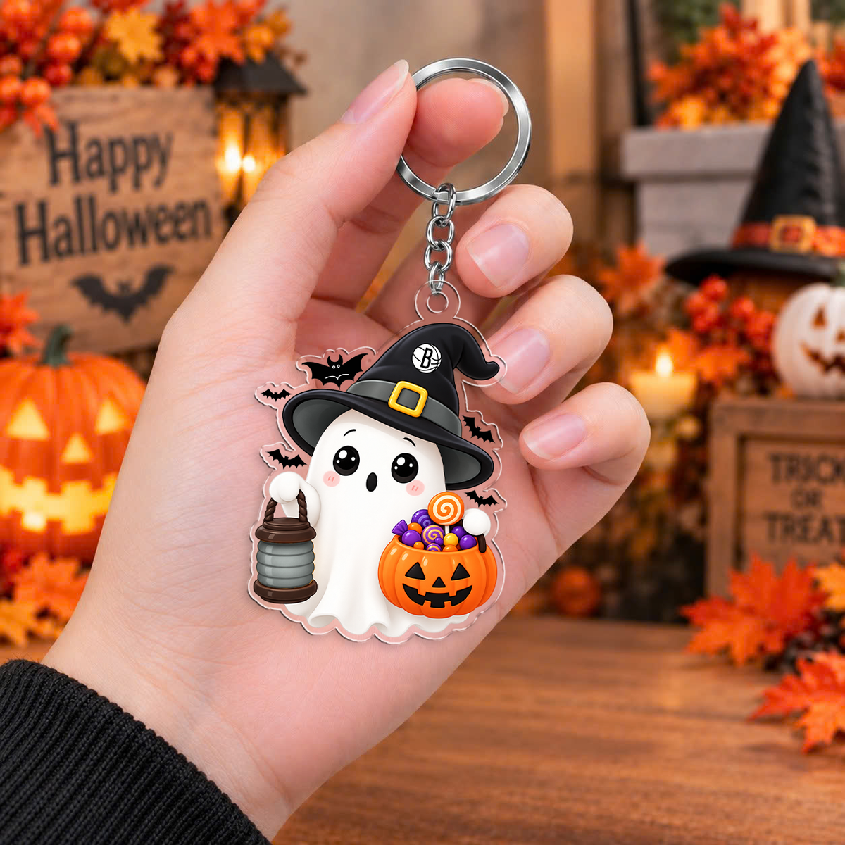 LIMITED DROP - NEW CUSTOMIZED NBA25 BNE BROOKLYN NETS HALLOWEEN ACRYLIC KEYCHAIN