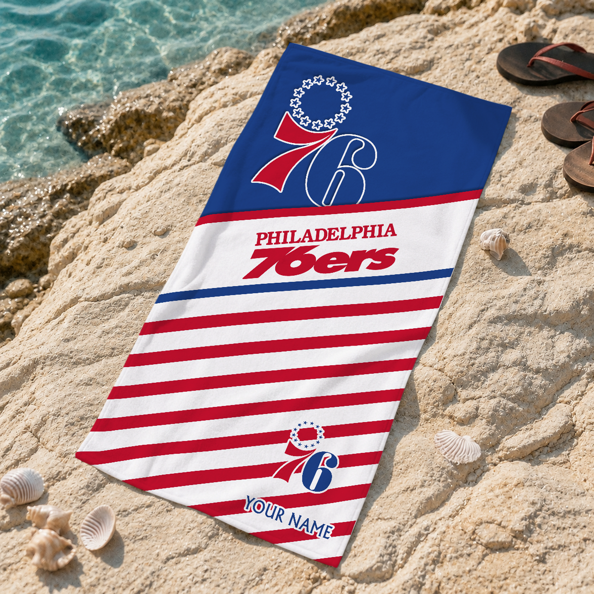 ELITE EDITION - NEW CUSTOMIZED P76 PHILADELPHIA 76ERS BEACH TOWEL FOR FAN - NBA26