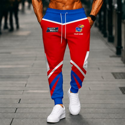 VIRAL EDITION - NEW CUSTOMIZED NCAA MAM01 KSJ KANSAS JAYHAWKS SWEATPANTS