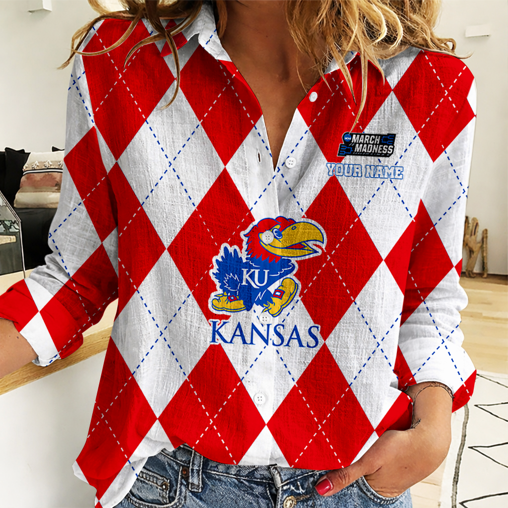 VIRAL EDITION - NEW CUSTOMIZED | NCAA MAM01 KSJ KS JAYHAWKS WOMEN CASUAL SHIRT FOR FAN