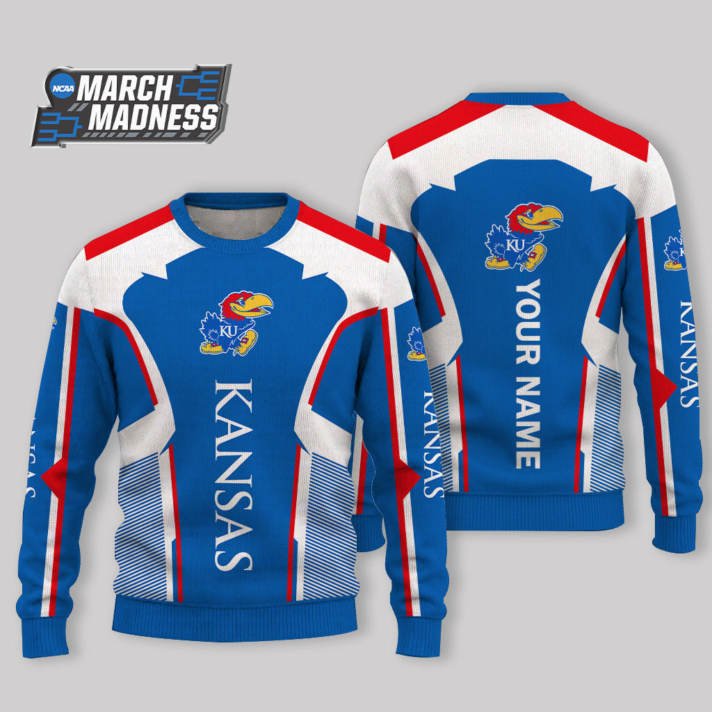 HOT DEAL - NEW CUSTOMIZED NCAA MAM01 KSJ KANSAS JAYHAWKS UGLY SWEATER