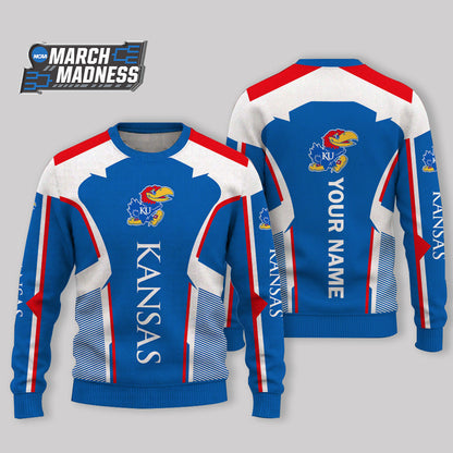 HOT DEAL - NEW CUSTOMIZED NCAA MAM01 KSJ KANSAS JAYHAWKS UGLY SWEATER