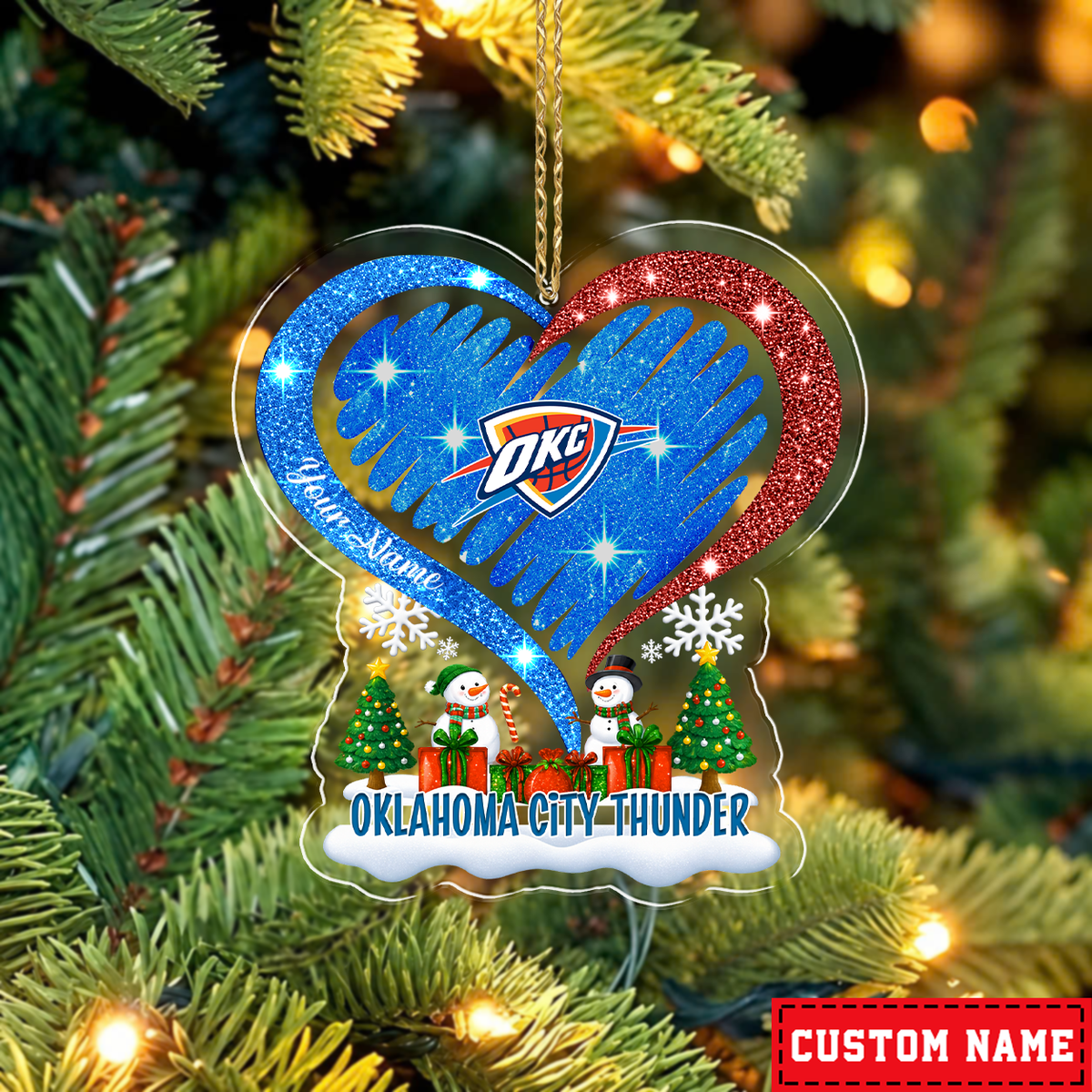 [EXCLUSIVE EDITION] NEW CUSTOMIZED NBA01 OCT OKLAHOMA CITY THUNDER CHRISTMAS ACRYLIC ORNAMENT