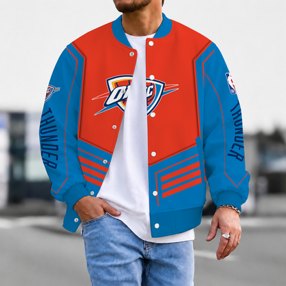 LIMITED DROP - NEW CUSTOMIZED OCT OKLAHOMA CITY THUNDER BASEBALL JACKET, SATIN VARSITY JACKET - NBA01