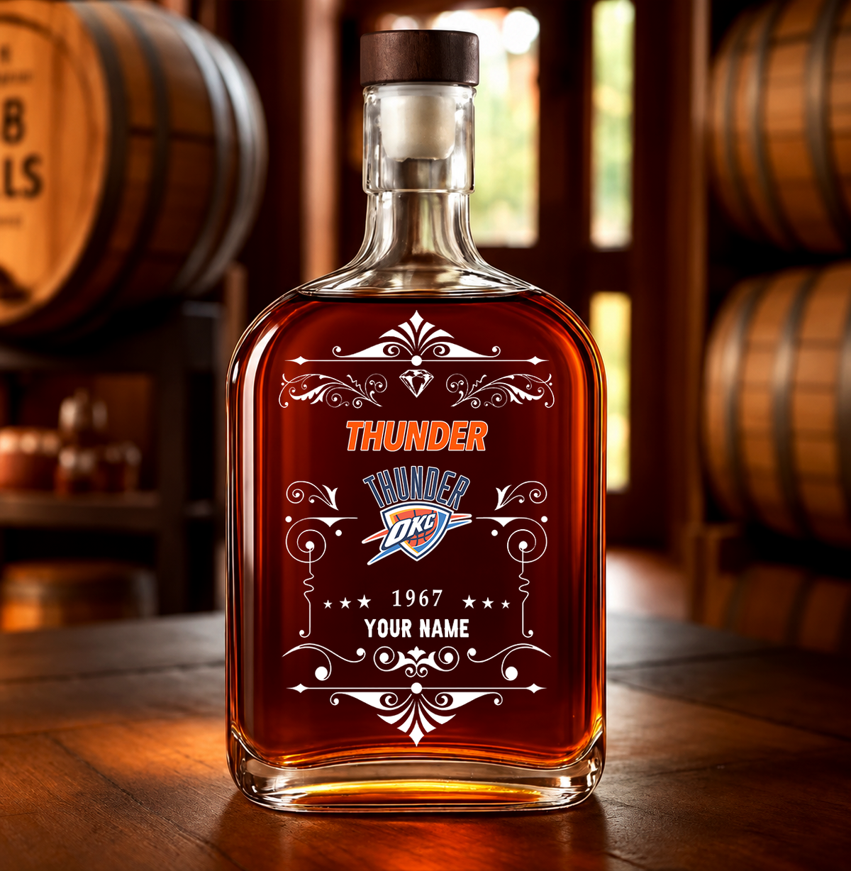 [FINAL SALE] NEW CUSTOMIZED NBA01 OCT OKLAHOMA CITY THUNDER LUXURY WHISKEY BOTTLE 450ML