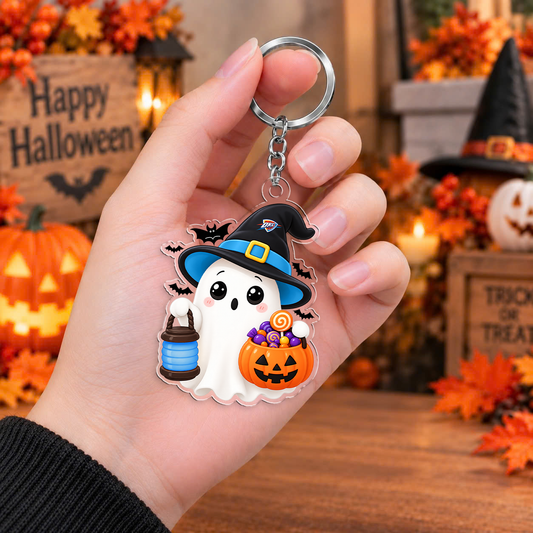 LIMITED DROP - NEW CUSTOMIZED NBA01 OCT OKLAHOMA CITY THUNDER HALLOWEEN ACRYLIC KEYCHAIN