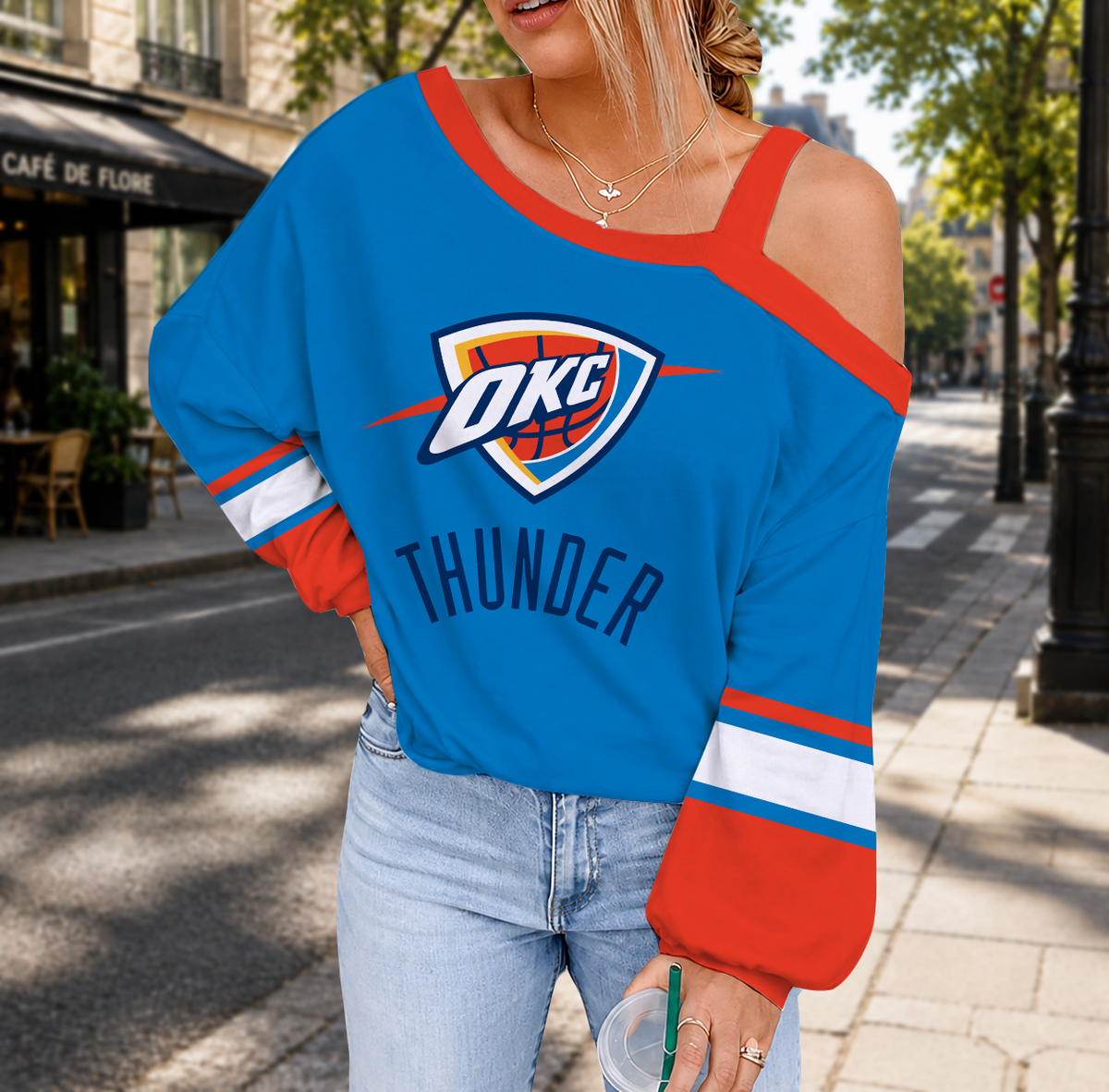 VIRAL EDITION - NEW CUSTOMIZED NBA01 OCT OKLAHOMA CITY THUNDER DROP SHOULDER SWEATSHIRT
