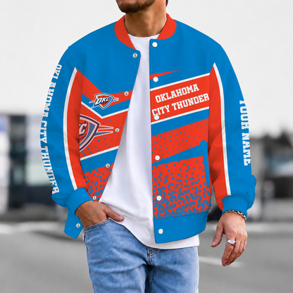 EXCLUSIVE EDITION - NEW CUSTOMIZED NBA01 OCT OKLAHOMA CITY THUNDER BASEBALL JACKET, SATIN VARSITY JACKET
