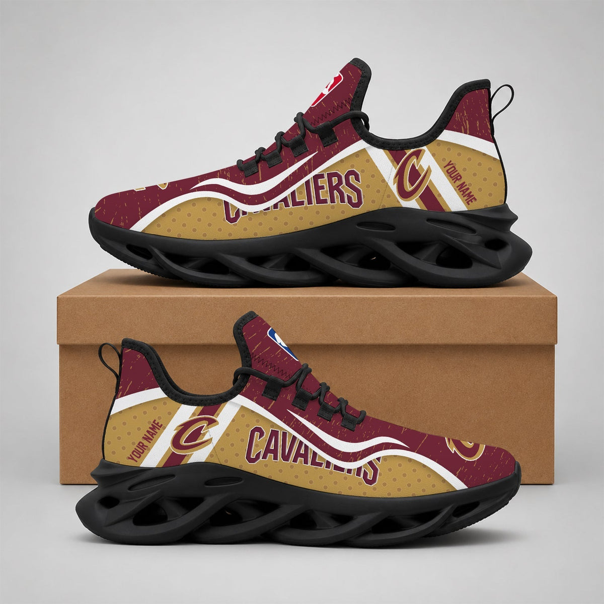 EXCLUSIVE EDITION - NEW CUSTOMIZED NBA02 CCA CLEVELAND CAVALIERS MAX SOUL SHOES