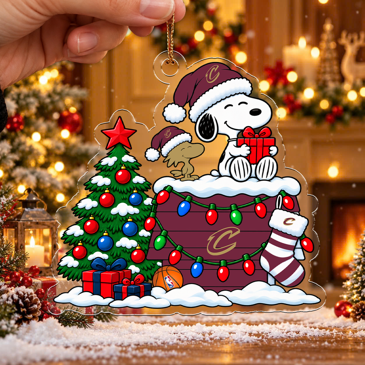 [HOT DEAL] NEW CUSTOMIZED NBA02 CCA CLEVELAND CAVALIERS CHRISTMAS ACRYLIC ORNAMENT