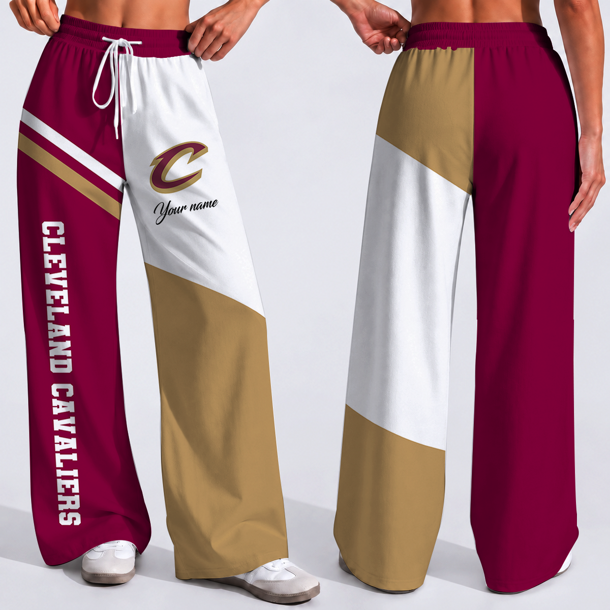 SPECIAL EDITION - NEW CUSTOMIZED NBA02 CCA CLEVELAND CAVALIERS WOMEN'S WIDE LEG PANTS