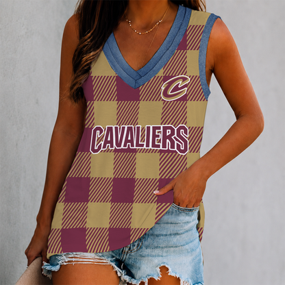 ELITE EDITION - NEW CUSTOMIZED NBA02 CCA CLEVELAND CAVALIERS WOMEN'S V-NECK TANK TOP