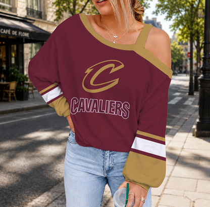 VIRAL EDITION - NEW CUSTOMIZED NBA02 CCA CLEVELAND CAVALIERS DROP SHOULDER SWEATSHIRT