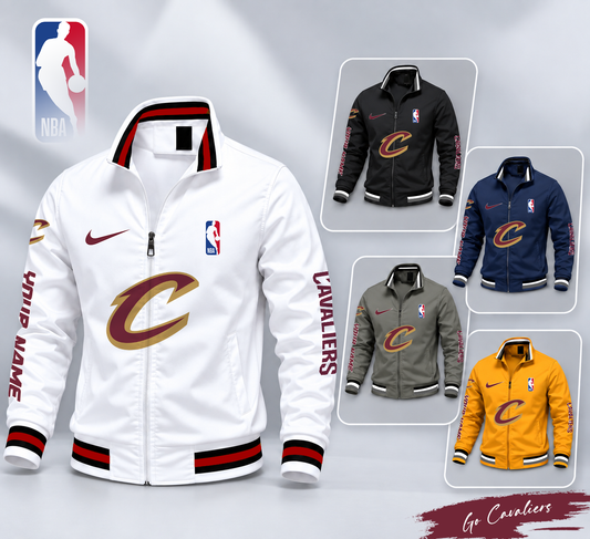 FINAL SALE - NEW CUSTOMIZED NBA02 CCA CLEVELAND CAVALIERS MULTICOLOR MEN'S CASUAL JACKET
