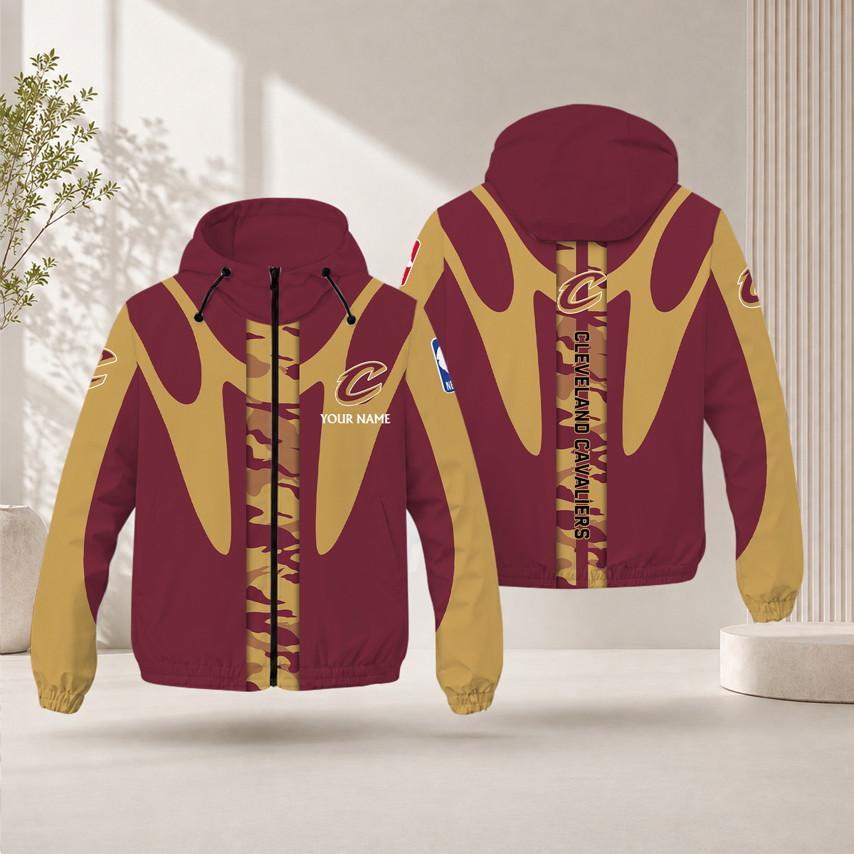 SPECIAL EDITION - NEW CUSTOMIZED NBA02 CCA CLEVELAND CAVALIERS WINDBREAKER JACKET