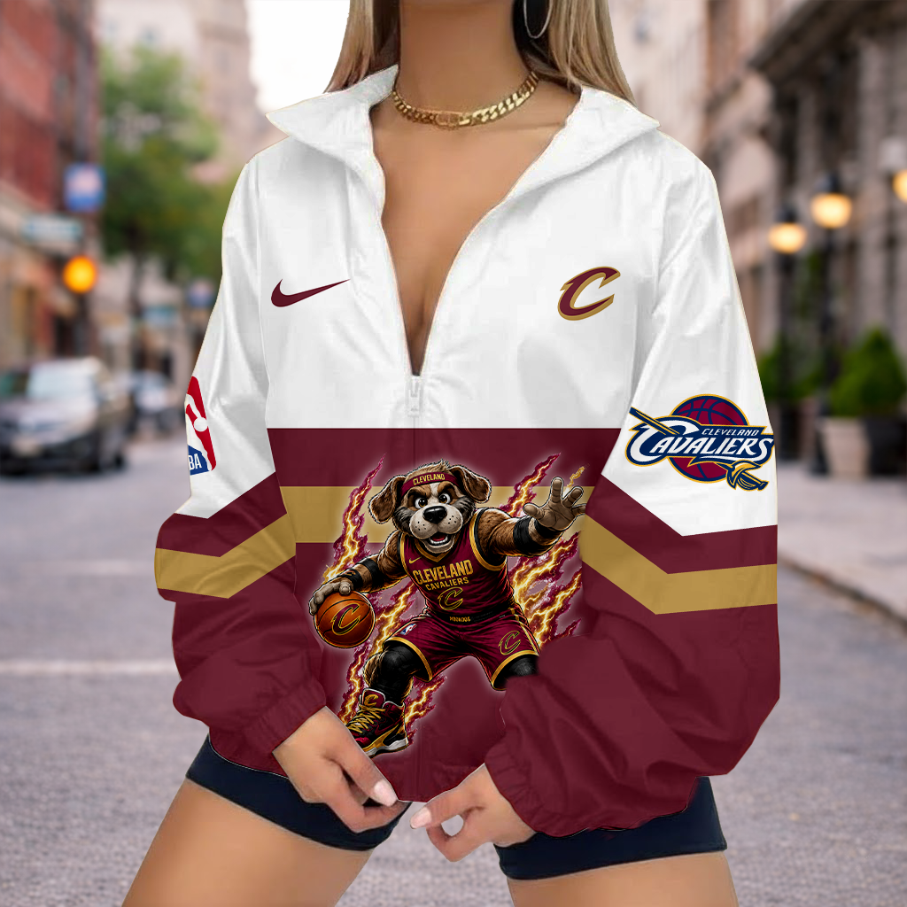 LIMITED EDITION - NEW CUSTOMIZED CCA CLEVELAND CAVALIERS V-NECK ZIPPER SWEATSHIRT JACKET - NBA02