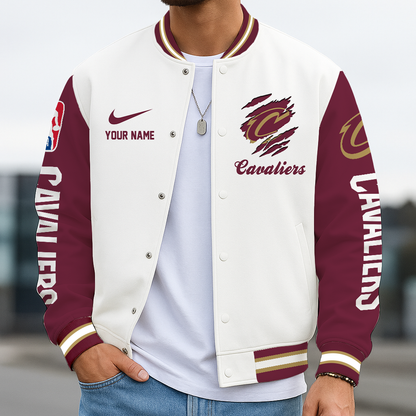 LIMITED DROP - NEW CUSTOMIZED CCA CL CAVALIERS BASEBALL JACKET, SATIN VARSITY JACKET - NBA02