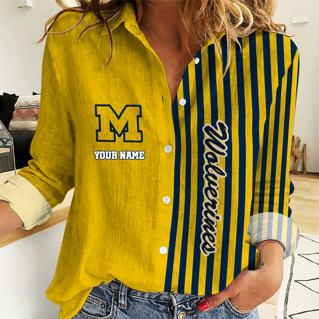 HOT DEAL - NEW CUSTOMIZED MIW MI WOLVERINES WOMEN CASUAL SHIRT FOR FAN | NCAA MAM02