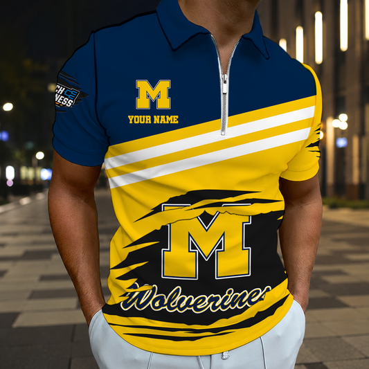 VIRAL EDITION - NEW CUSTOMIZED NCAA MAM02 MIW MICHIGAN WOLVERINES T-SHIRT, POLO SHIRT, ZIP POLO SHIRT, SWEATSHIRT, HOODIE & ZIP HOODIE