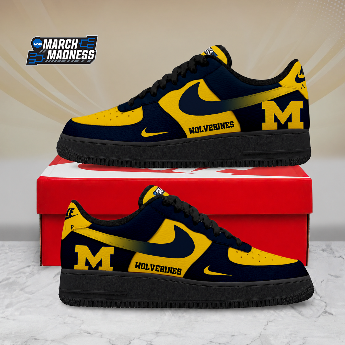 ELITE EDITION - NEW CUSTOMIZED NCAA MAM02 MIW MICHIGAN WOLVERINES AF1 SHOES