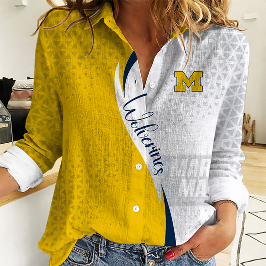 LIMITED EDITION - NEW CUSTOMIZED | NCAA MAM02 MIW MI WOLVERINES WOMEN CASUAL SHIRT FOR FAN