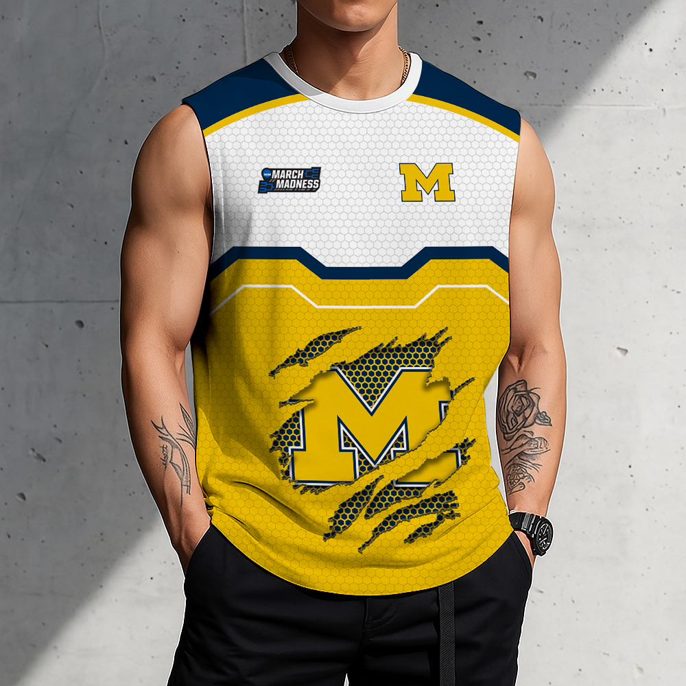 HOT DEAL - NEW CUSTOMIZED NCAA MAM02 MIW MICHIGAN WOLVERINES MEN'S GYM SHIRT