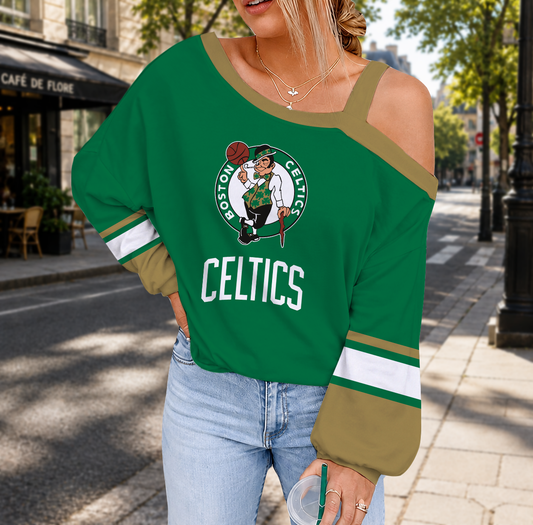 VIRAL EDITION - NEW CUSTOMIZED NBA03 BCE BOSTON CELTICS DROP SHOULDER SWEATSHIRT