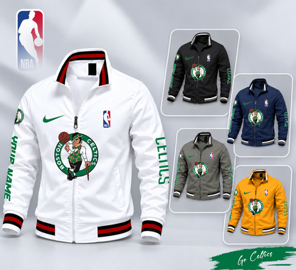FINAL SALE - NEW CUSTOMIZED NBA03 BCE BOSTON CELTICS MULTICOLOR MEN'S CASUAL JACKET