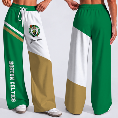 SPECIAL EDITION - NEW CUSTOMIZED NBA03 BCE BOSTON CELTICS WOMEN'S WIDE LEG PANTS