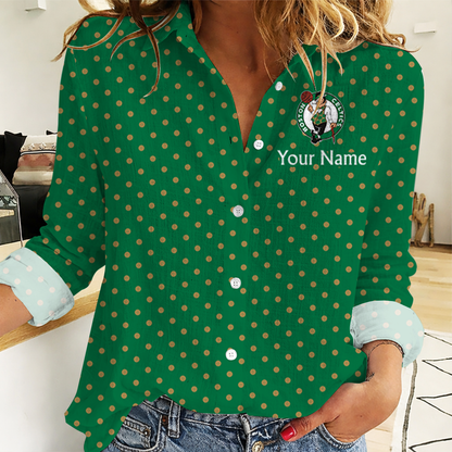 SPECIAL EDITION - NEW CUSTOMIZED NBA03 BCE BOSTON CELTICS WOMEN CASUAL SHIRT FOR FAN