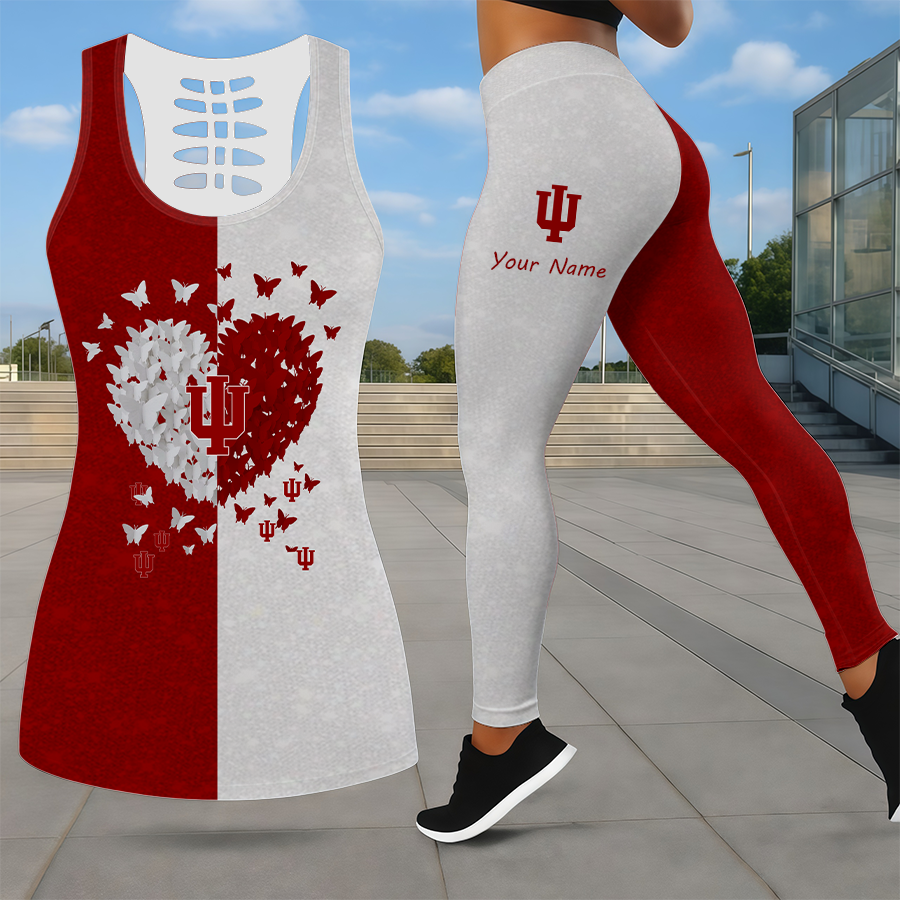 MEGA SALE - NEW CUSTOMIZED NCAA MAM03 IDH INDIANA HOOSIERS LEGGINGS & HOLLOW TANK TOP SET