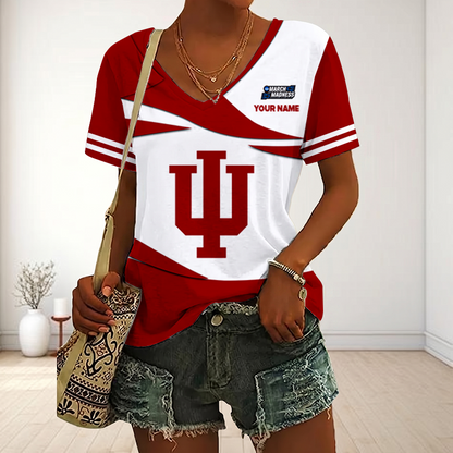 SPECIAL EDITON - NEW CUSTOMIZED MAM NCAA03 IDH ID HOOSIERS V-NECK FEMALE SHIRT