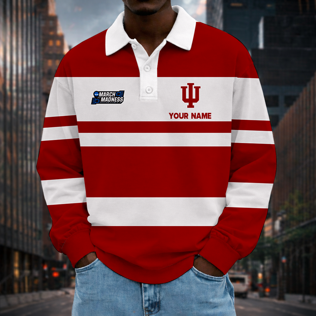 VIRAL EDITION - NEW CUSTOMIZED MAM NCAA03 IDH ID HOOSIERS UNISEX LONG SLEEVE POLO