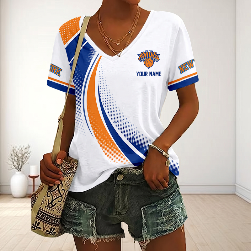 SPECIAL EDITION - NEW CUSTOMIZED NBA04 NYK NEW YORK KNICKS V-NECK FEMALE SHIRT