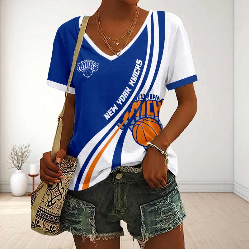 VIRAL EDITION - NEW CUSTOMIZED NBA04 NYK NEW YORK KNICKS V-NECK FEMALE SHIRT