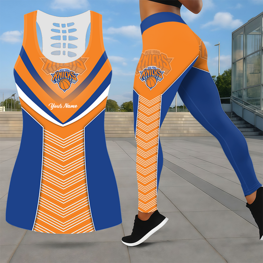 ELITE EDITION - NEW CUSTOMIZED NBA04 NYK NEW YORK KNICKS LEGGINGS & HOLLOW TANK TOP SET