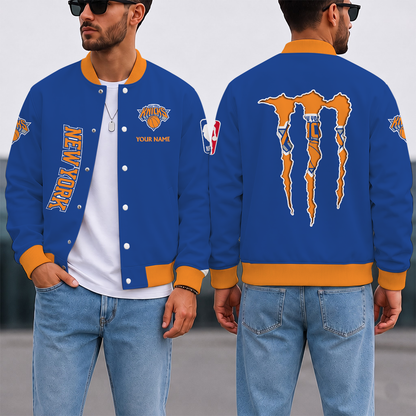 SPECIAL EDITION - NEW CUSTOMIZED NBA04 NYK NEW YORK KNICKS BASEBALL JACKET, SATIN VARSITY JACKET