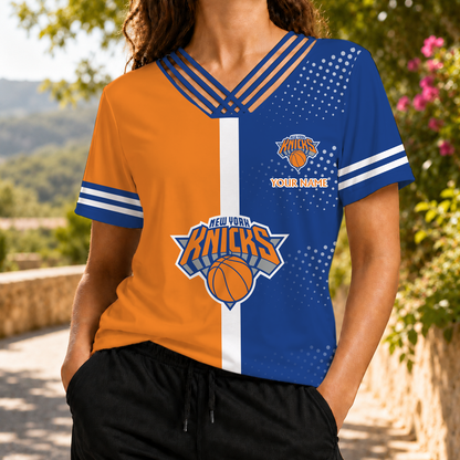 LIMITED EDITION - NEW CUSTOMIZED NBA04 NYK NEW YORK KNICKS V-NECK SHIRT